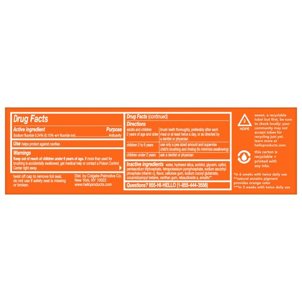 hello Vitamin C Whitening the Sparkle Toothpaste, Natural Peppermint, 4 OZ