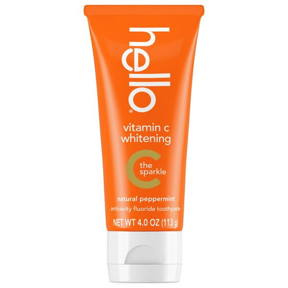 hello Vitamin C Whitening the Sparkle Toothpaste, Natural Peppermint, 4 OZ