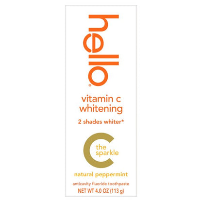 hello Vitamin C Whitening the Sparkle Toothpaste, Natural Peppermint, 4 OZ